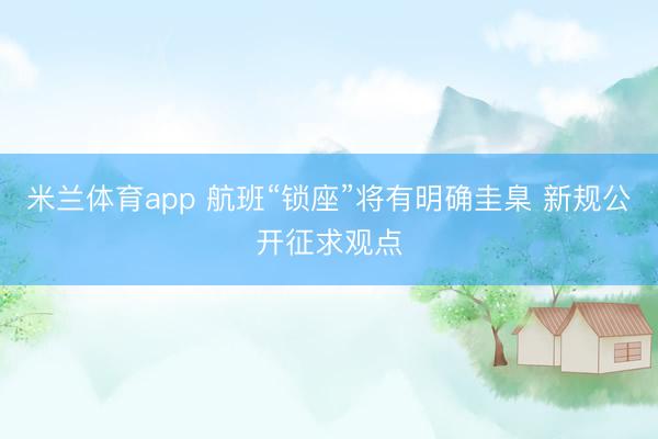 米兰体育app 航班“锁座”将有明确圭臬 新规公开征求观点