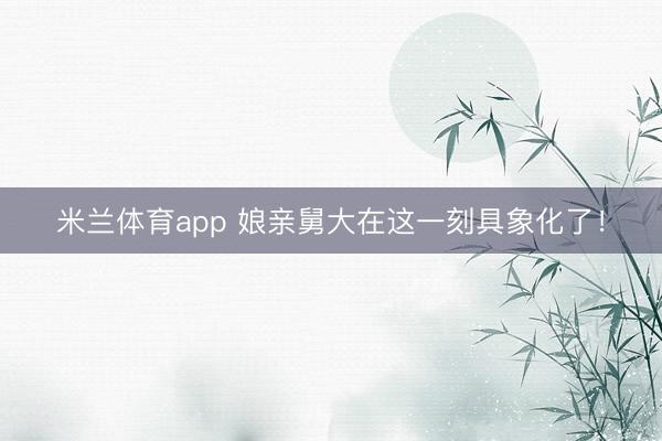 米兰体育app 娘亲舅大在这一刻具象化了!