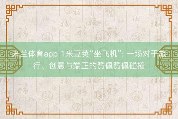 米兰体育app 1米豆荚“坐飞机”: 一场对于旅行、创意与端正的赞佩赞佩碰撞